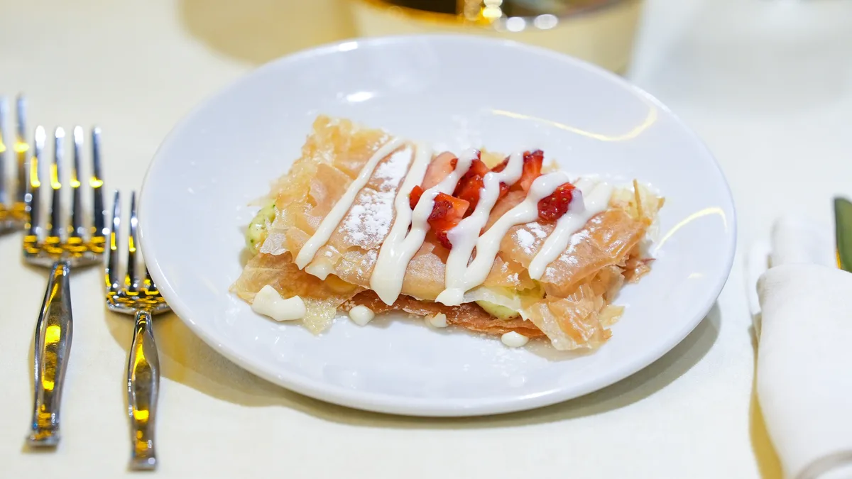 Dessert served aboard the AMOR Bosphorus dinner cruise