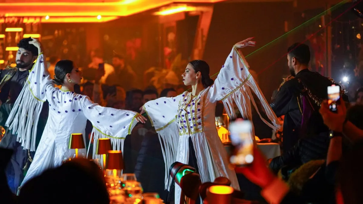 Folk dance performance in traditional costume on the AMOR Bosphorus dinner cruise