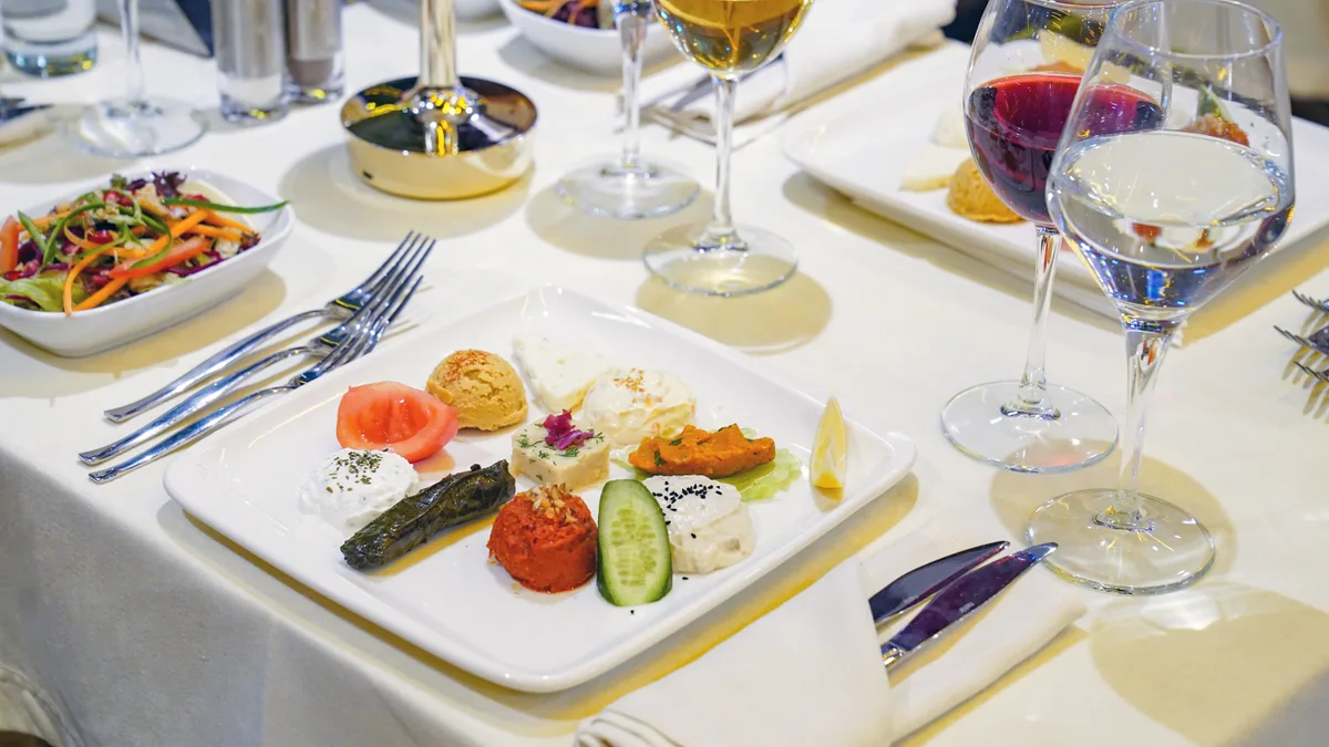 Turkish meze selection served on the AMOR dinner cruise
