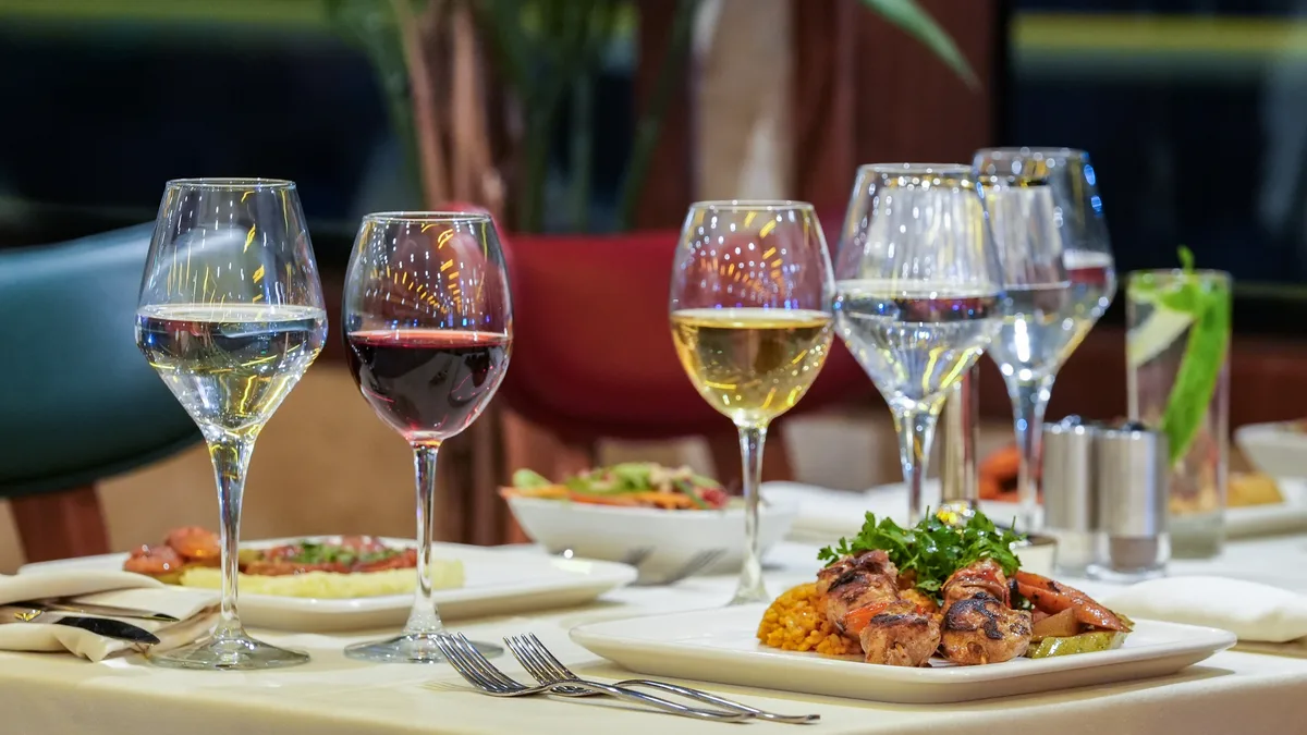 Wine and table service on the AMOR dinner cruise